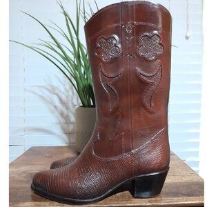 SOLD🟠🟠🟠🟠🟠🟠Vintage USA made Rubber Brown Nina Cowboy Boots Sherpa Lined  8